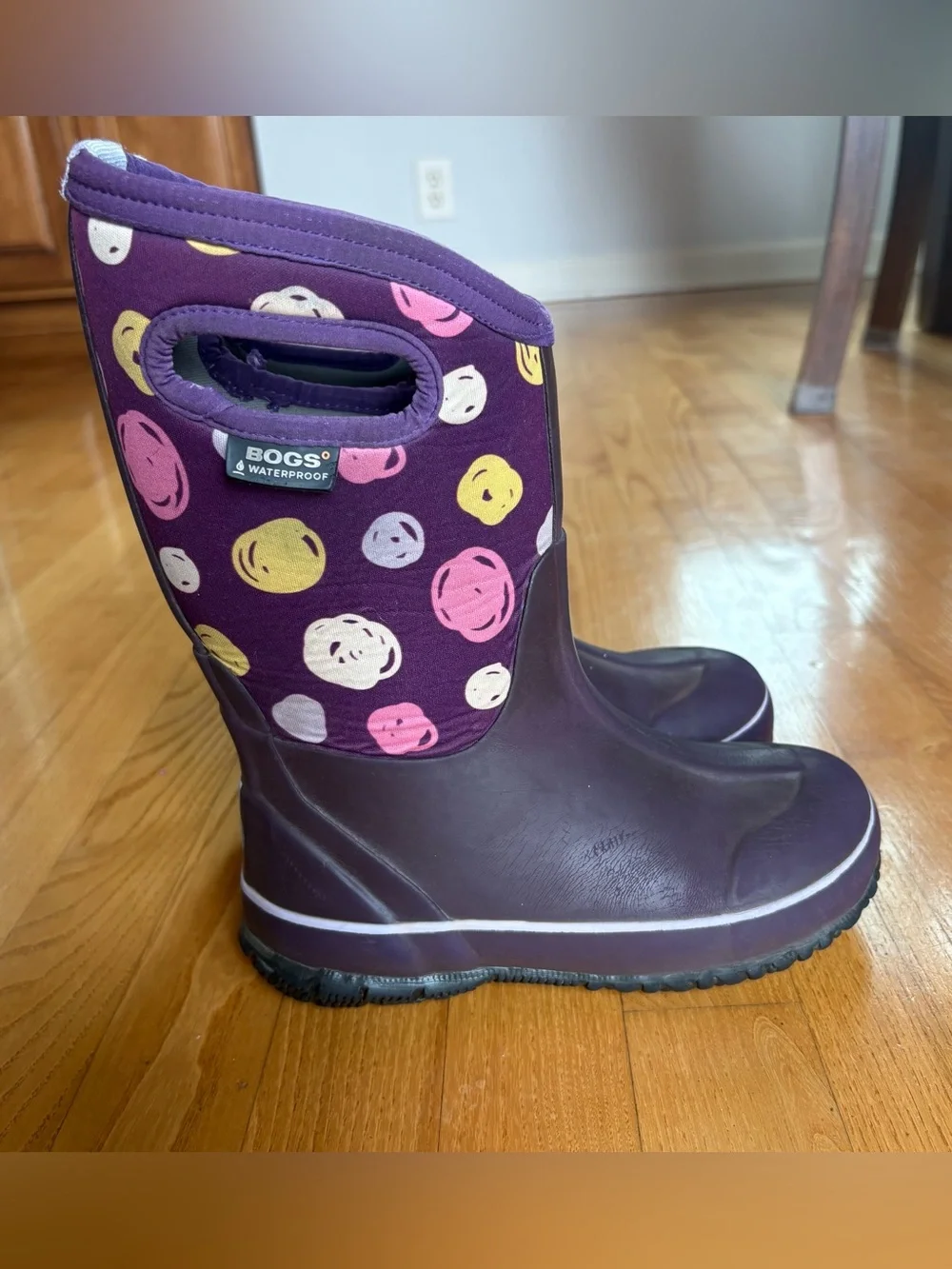 Bogs Kids' Classic Snow Boots Sketched Dots Purple Winter Youth Girls Size 1
